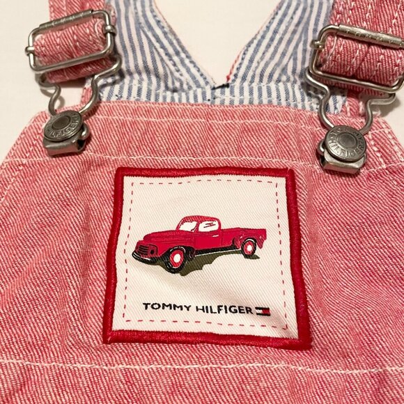 Vintage Tommy Hilfiger Toddler Overalls 12 - 18 M Red Truck - Picture 2 of 16